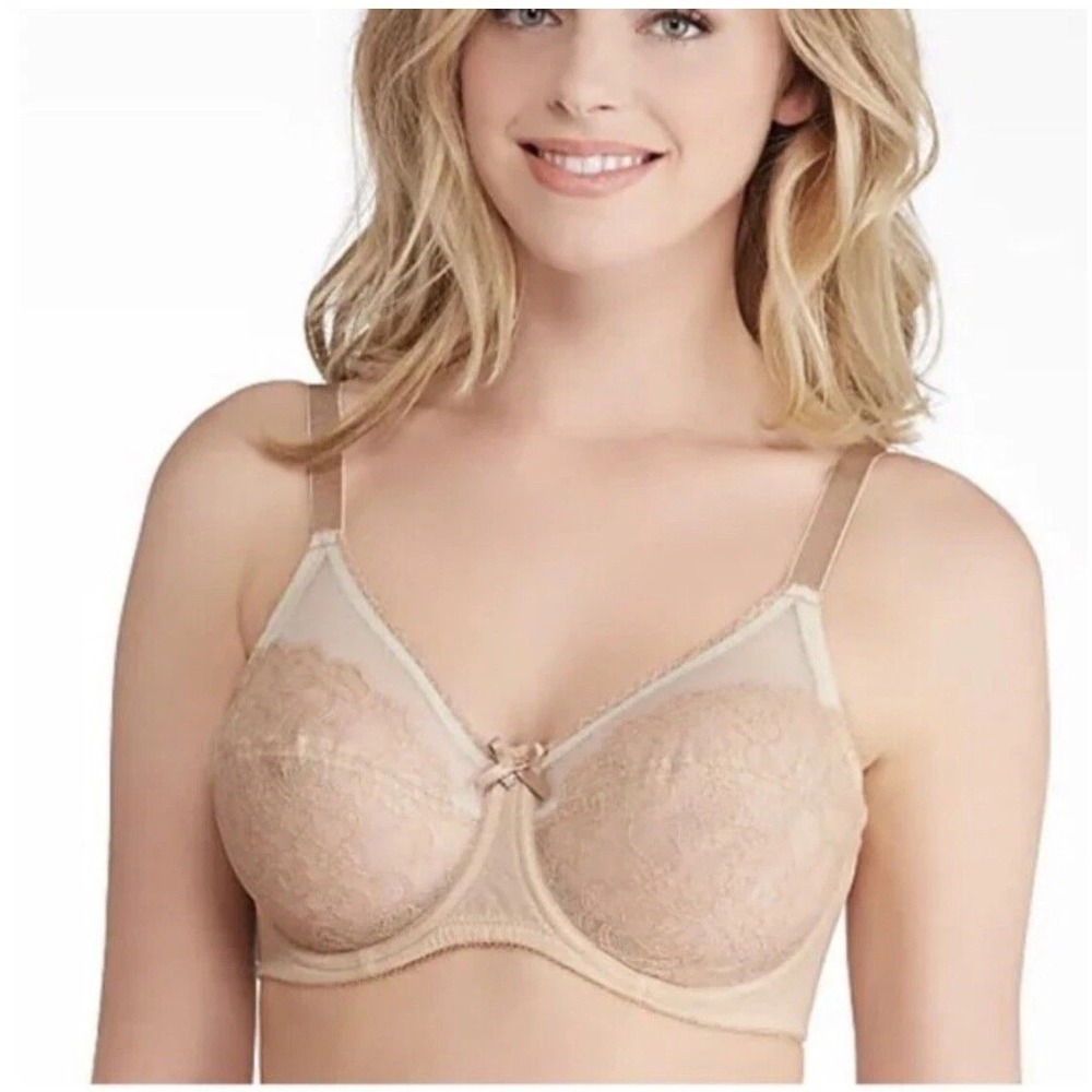 Wacoal Retro Chic Full Figure Underwire Bra Size 34G Beige Lace Unlined 855186